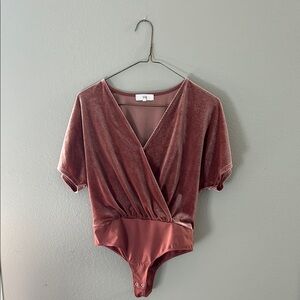 Pink Short Sleeve Wrap Bodysuit
